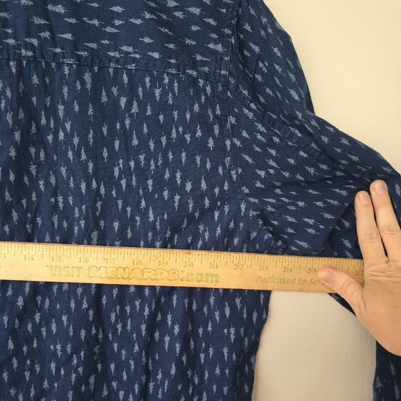 Toad & Co Tree Print Long Sleeve Button Down Shirt Blue Men's XL Slim Fit - Picture 7 of 10